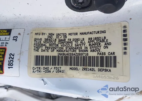 2010 Toyota Corolla S z USA, uszkodzony, nr VIN 1NXBU4EE6AZ269716